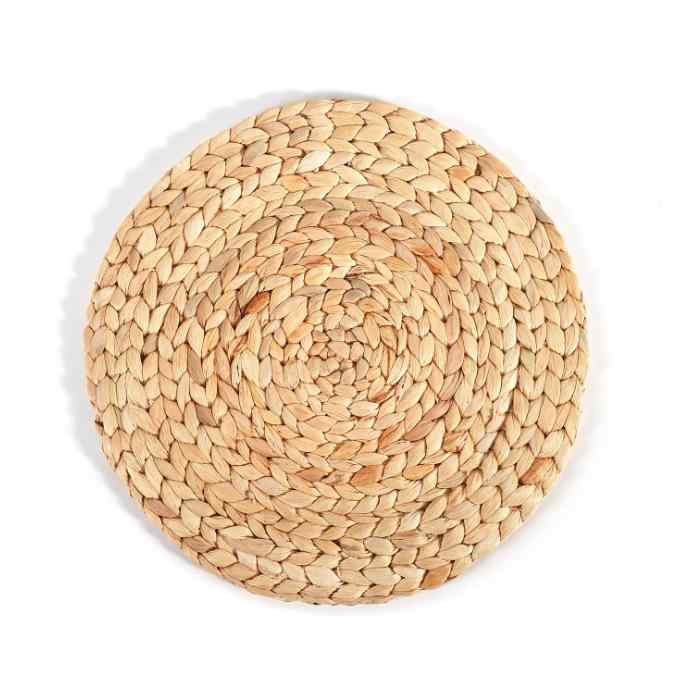 ランチョンマット ウォーターヒヤシンス 円形 手編み ベトナム製 家庭用 食卓マット 耐熱 断熱 プレイスマット おしゃれ ナチュラル アジアン インテリア雑貨(x2)