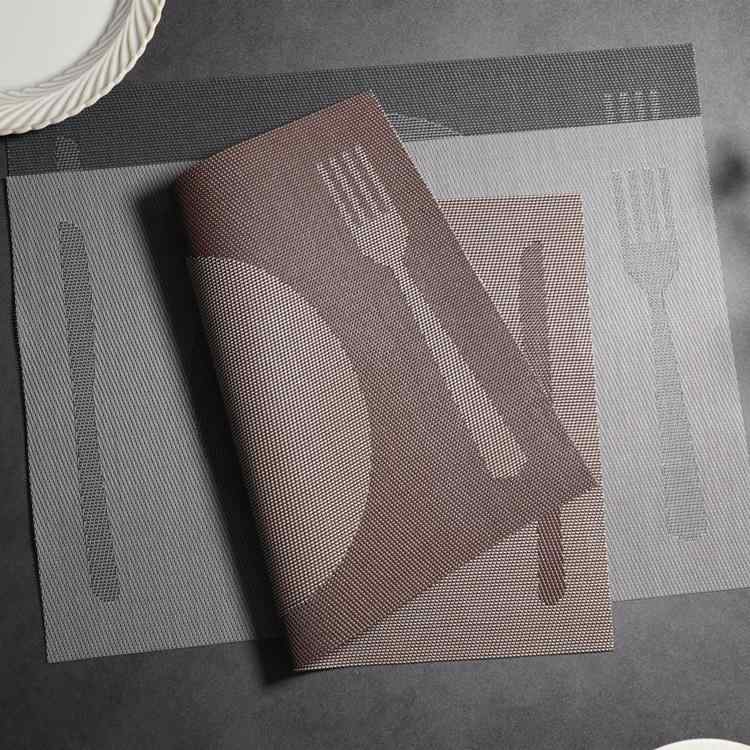 ランチョンマット PVC 耐熱マット 無臭 お手入れ簡単 無地 プレースマット ダイニング 食卓 約30x45cm コーヒーブラウン ダークグレー ライトグレー(x10)