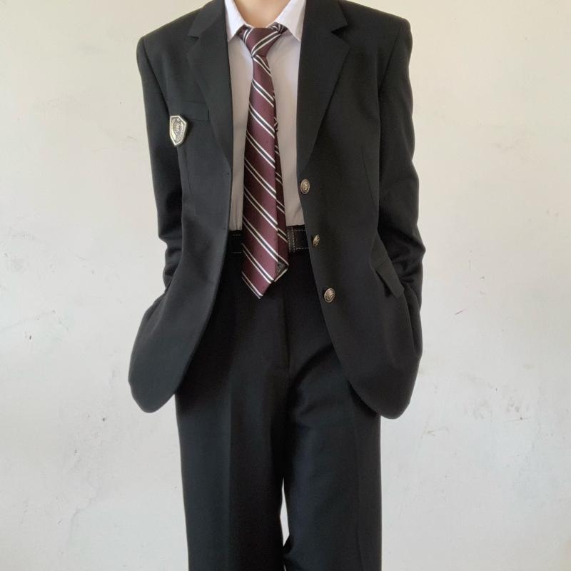 スーツ メンズ レディース 学院風制服スタイル フォーマル ビジネス 通勤用 入学式 卒業式 面接 ブレザー スラックス ネイビー ブラック ウォッシャブル シワになりにくい ポリエステル 綿混 耐久性 通年 セットアップ