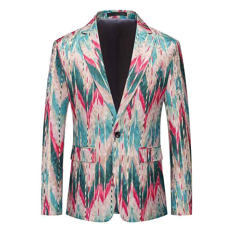 ジャケット 男性用 韓国風 スリムフィット 個性的 ジャカード織り テーラードジャケット カジュアル フォーマル パーティー ステージ 発表会 ポリエステル 通気性 吸湿速乾 シワになりにくい イージーケア 大きいサイズ