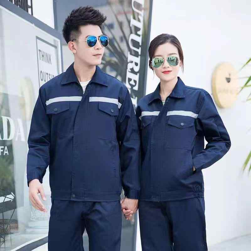 作業服 メンズ 上下セット 春秋 自動車整備 建設現場 工場作業 ユニフォーム 耐摩耗性 反射テープ プリント加工 防火 難燃 コーデュロイ 麻