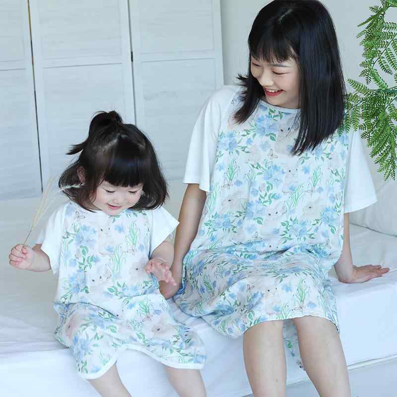 パジャマ 親子 キッズ ベビー 女の子 竹繊維 綿 二重ガーゼ 薄手 半袖 吸湿速乾 春夏 ルームウェア ス..