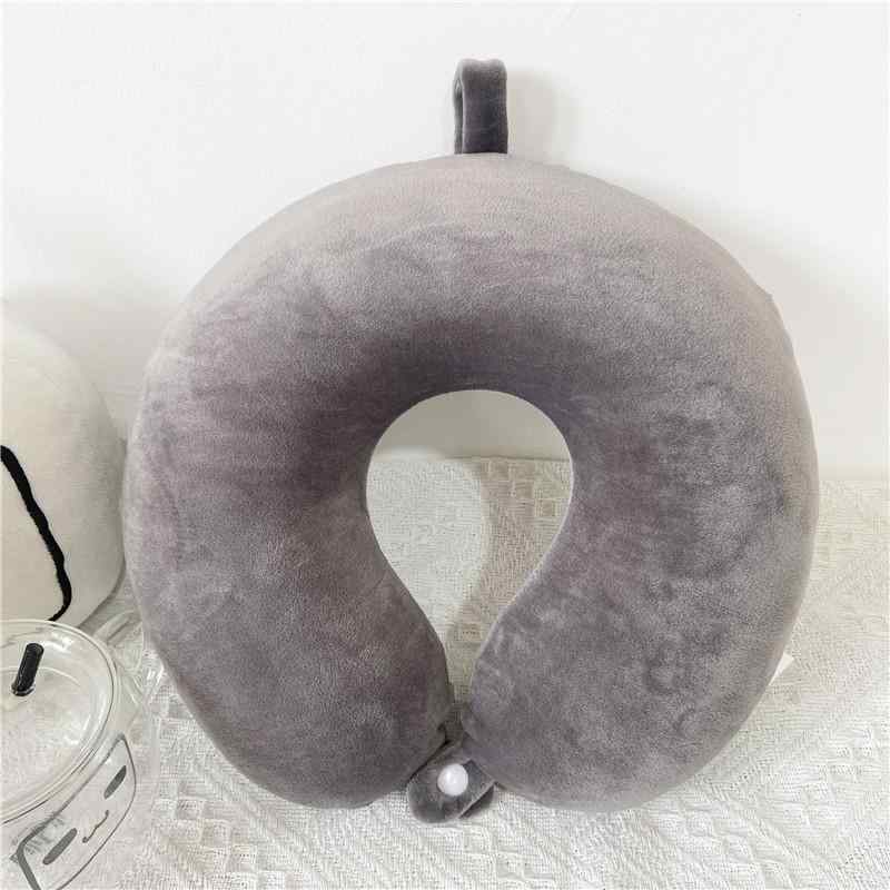 ネックピロー U字型 低反発 メモリーフォーム 無地 首枕 頸椎サポート 旅行 オフィス 昼寝 ドライブ用 クッション クリスタルベルベット素材
