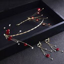 ヘッドドレス レディース ブライダル 結婚式 ウェディング ティアラ クラウン 高級感 上品 華やか レッド 赤 ゴールド バラ ローズ 髪飾り ヘッドバンド パーティー 二次会 銅製 電気メッキ加工(x2)