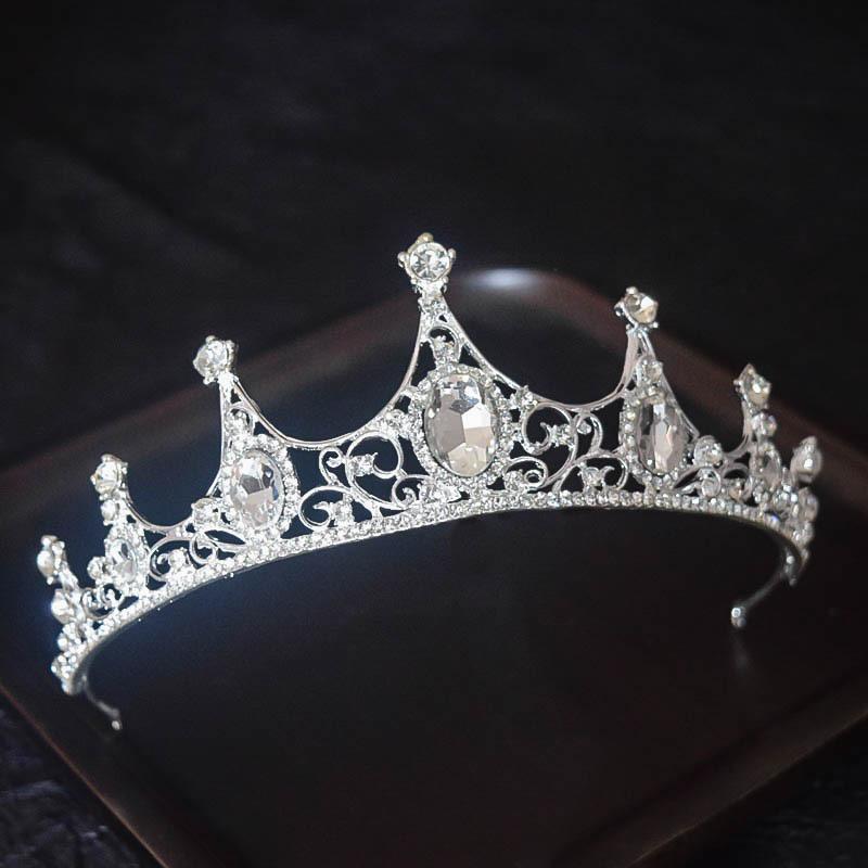 ティアラ レディース ブライダル ウェディング 王冠 カチューシャ 結婚式 挙式 前撮り ヨーロピアン スタイル シンプル ヘッドドレス ヘアアクセサリー 合金製 ラインストーン クリスタル 電気メッキ 白色(x2)