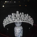 ティアラ レディース 欧米風 レトロ 豪華 高級感 プリンセス 結婚式 ブライダル 花嫁 ウェディングドレス フォーマルドレス クラウン リーフモチーフ 高級ラインストーン クリスタル アクセサリー レッド ホワイト(x2)