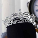 ヘッドドレス レディース 結婚式 ウェディング ブライダル 花嫁 ティアラ クラウン 合金製 ラインストーン クリスタル 華やか エレガント パーティー 披露宴 二次会 前撮り ロケーション撮影 髪飾り ヘアアクセサリー シルバー ホワイト(x2)