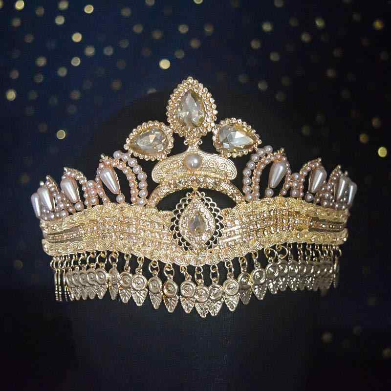 ヘッドドレス レディース インド タイ風 新疆ウイグル族 ダンス 舞台 発表会 民族衣装 キラキラ ゴージャス フリンジ ティアラ クラウン 髪飾り フラワー ヘアアクセサリー