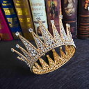 ヘッドドレス レディース 女性用 クラウン ティアラ 王冠 ブライダル 花嫁 結婚式 ウェディング ヨーロピアン レトロ アンティーク エレガント 高級感 ラインストーン 合金製 電気メッキ加工