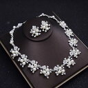 ネックレス レディース 韓国風 ラインストーン パール フラワーモチーフ ウェディング ブライダル 結婚式 披露宴 パーティー フォーマル お呼ばれ ピアス イヤリング 2点セット 合金 アクセサリー