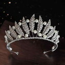 ヘッドドレス ブライダル ウェディング 韓国風 リーフ プリンセス クラウン 結婚式 披露宴 パーティー お呼ばれ 発表会 シルバー クリスタル パール バロック風 ヘアアクセサリー 髪飾り アンティーク調 亜鉛合金製 電気メッキ加工