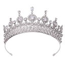 ヘッドドレス レディース 王冠 ティアラ ジルコニア 合金製 ウェディング 結婚式 披露宴 豪華 エレガント 宮廷風 欧米風 シルバー ゴールド 髪飾り