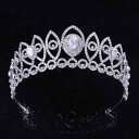 ティアラ レディース 花嫁 ウェディング 結婚式 披露宴 二次会 ブライダル ヘッドドレス 髪飾り クラウン ジルコニア ラインストーン クリスタル 合金製 シルバーカラー 高級感 エレガント 華やか フォーマル パーティー 発表会 演奏会
