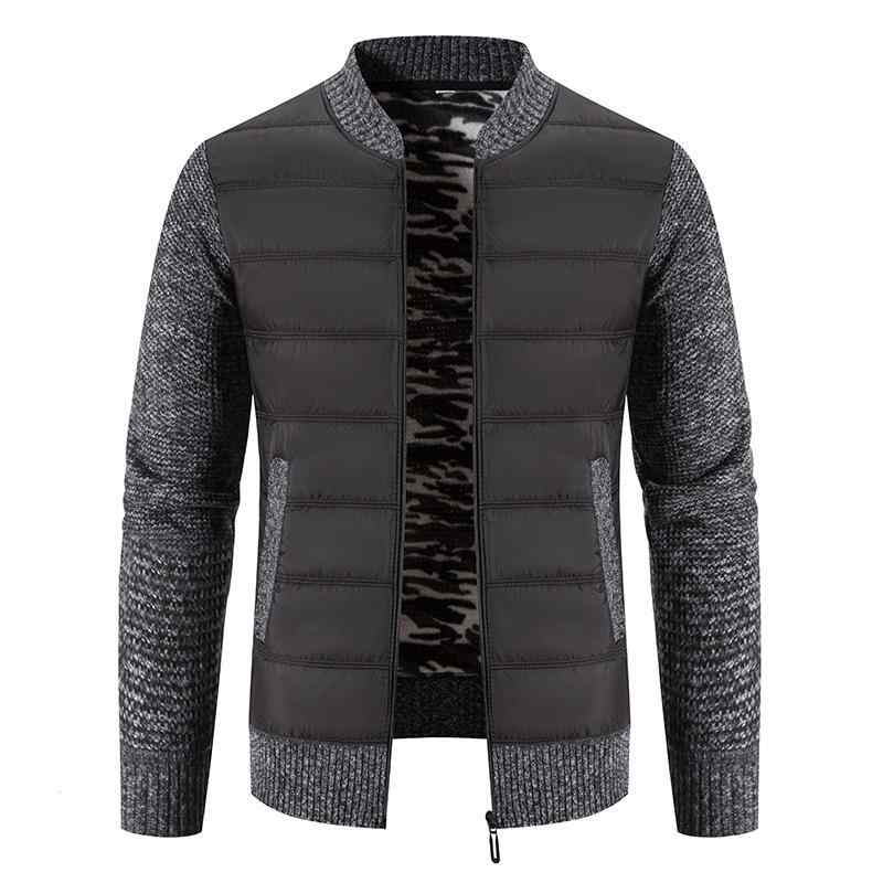 ニット メンズ カーディガン 男性用 スタンドカラー 立ち襟 切り替え 配色 裏起毛 厚手 保温 防寒 あったか 秋冬 普段使い カジュアル 通勤 おしゃれ 混紡素材 ビスコース