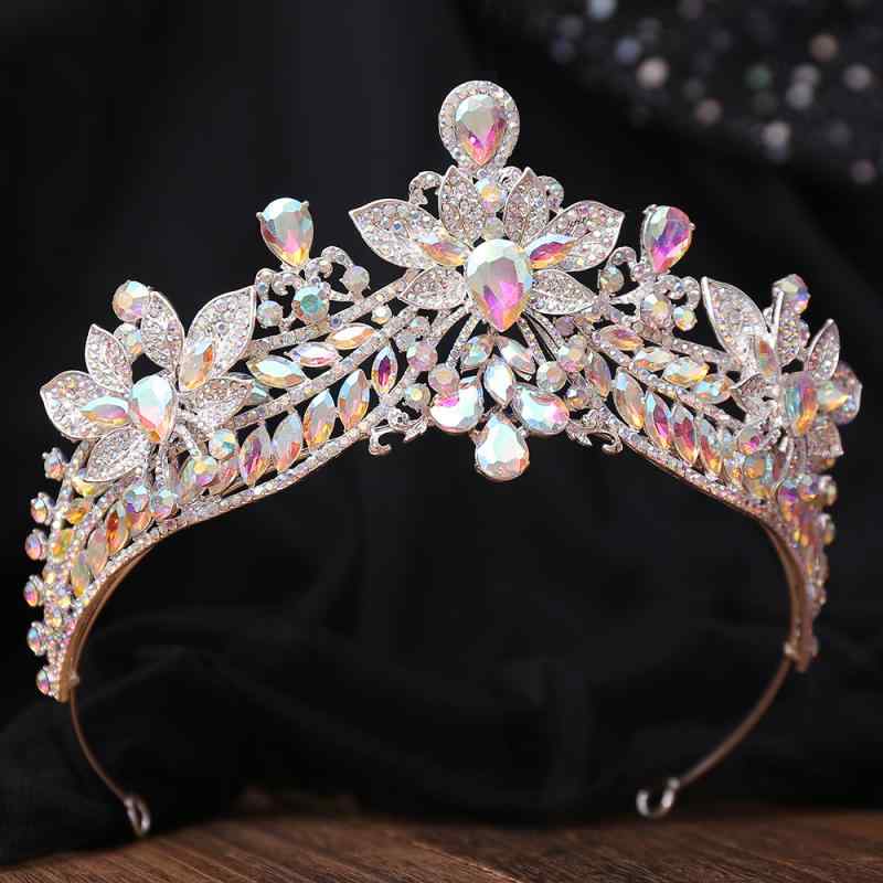 ヘアアクセサリー レディース 結婚式 ブライダル ウェディング 披露宴 二次会 ティアラ クラウン 冠 合金製 ラインストーン クリスタル 花 フラワーモチーフ カチューシャ ヘッドドレス エレガント ゴージャス シルバー ゴールド クリア