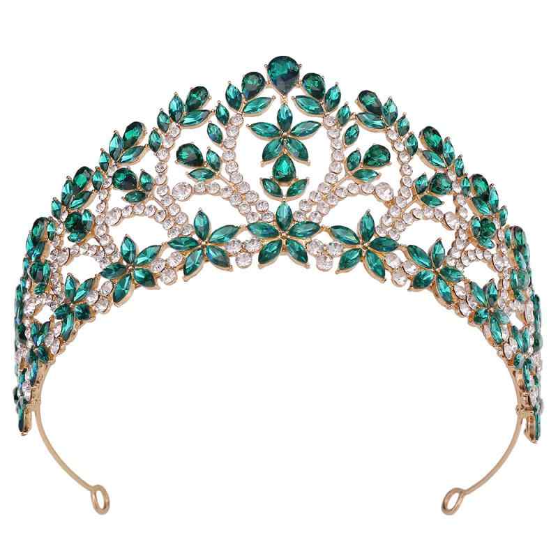 ヘッドドレス バロック調 ウェディングクラウン ティアラ 花嫁 結婚式 ブライダル 披露宴 ヘアアクセサリー 合金製 電気メッキ加工 クリスタル ゴージャス 髪飾り