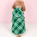 ペット服 猫 犬 兼用 秋冬 フェイクファー パーカー フード付き 緑色 チェック柄 ストライプ柄 暖かい 防寒 ポリエステル素材 アウター おしゃれ お散歩 ドッグウェア キャットウェア