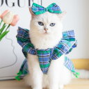 ペット服 クリスマス 猫 犬用 ドレス ワンピース 変身ウェア 仮装 コスチューム かわいい イベント 冬 赤 緑 チェック柄 ベルベット チュールスカート 多...