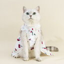 ペット服 女の子用 春夏 かわいい おしゃれ ウェディングドレス 小型犬 猫 テディ犬 コットン レース フリル チェリー柄 ワンピース ホワイト ブルー(x2)