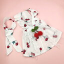 ペット服 犬用 猫用 女の子 ウェディングドレス 結婚式 挙式 セレモニー ワンピース さくらんぼ柄 イベント パーティー フォーマル 誕生日 記念写真 お祝い コットン 綿 白 青(x2)