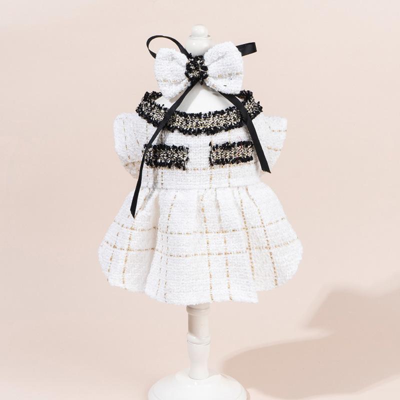 ペット用ワンピース 犬用 猫用 春秋 お嬢様風 エレガント ポリエステル素材 小型犬 中型犬 散歩 お出かけ 普段使い ホワイト ブラック