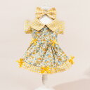 犬 猫 女の子 小型犬 服 ワンピース ドレス ロリータ風 ガーリー プリンセス風 コットン チェック柄 春夏 かわいい お散歩 お出かけ 普段使い(x2)