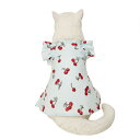 ペット服 犬 猫用 春夏 綿素材 チェリー柄 シャツワンピース 女の子用 ライトブルー かわいい お散歩 お出かけ ドッグウェア キャットウェア Aライン フレ...