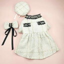 ペット用 洋服 犬服 猫服 ワンピース ドレス かわいい 韓国風 上品 エレガント 帽子 スカーフセット マルチーズ チワワ ポメラニアン 小型犬 中型犬 ポリ...