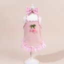 ペットウェア 女の子 犬服 猫服 春夏 かわいい レーススカート ワンピース 小型犬用 キュート フェミニン チェック柄 ポリエステル ドッグウェア キャットウェア