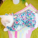 犬猫服 女の子 ワンピース ドレス 小花柄 チェック柄 フルーツ柄 総柄 レッド グリーン ピンク ブルー イエロー パープル 綿 コットン 普段使い お出かけ...