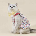 ペット服 小型犬 中型犬 猫用 夏物 綿 コットン かわいい 小花柄 タンクトップワンピース ギャザースカート ユニセックス ドッグウェア キャットウェア 赤 レッド お散歩 普段使い 快適(x2)