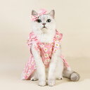 ペットウェア デイジー柄 花柄 フリル ワンピース ヘッドアクセサリー セット 小型犬 猫用 テディ ビション 綿 コットン素材 春夏 ピンク ブラック お散歩...