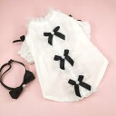 ペット服 女の子 ドッグウェア キャットウェア 犬 猫 うさぎ フリル シャツ 蝶ネクタイ セット コットン 綿素材 かわいい 上品 フォーマル お出かけ パーティー 結婚式 記念日(x2)