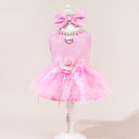 ペットウェア 小型犬 猫 女の子用 ウェディング フォーマル プリンセスワンピース 結婚式 記念撮影 薄手 軽量 ポリエステル 春夏 レッド ピンク ブラック ホワイト