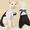 ペット服 犬猫兼用 春夏 ウェディング 結婚式 タキシード スーツ ドレス シャツ フォーマル 礼服 おしゃれ 英国風 ポリエステル ホワイト(x2)