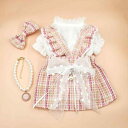 ペット服 ドッグウェア キャットウェア ユニセックス 秋冬 ツーピース セット ジャンパースカート シャツ お散歩 お出かけ ポリエステル コットン 混紡素材 柔らかい 快適 ピンク かわいい(x2)