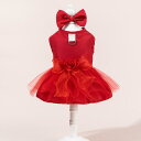 ペットウェア 女の子用 ふわふわ チュールドレス ハーネス一体型 ウェディングドレス フォーマルドレス ワンピース ポリエステル 結婚式 パーティー お呼ばれ 記念日 レッド ピンク ブラック ホワイト 花 ラインストーン パール リボン