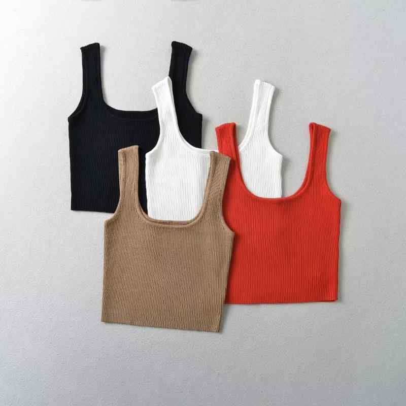 タンクトップ レディース スクエアネック リブニット ショート丈 タイトシルエット ベーシック スタイルアップ 甘辛ミックス 春夏 カジュアル デイリーユース