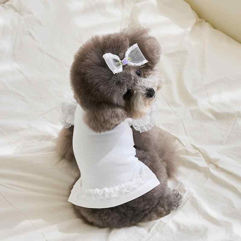 ペットウェア 猫 犬 小型犬 Tシャツ トップス インナーシャツ 綿混 レース オールシーズン ビションフ..