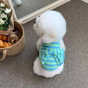 ドッグウェア 小型犬用 伸縮性 かわいい リボン 半袖 Tシャツ 春夏 綿混紡 グリーンストライプ パープルストライプ トイプードル ビションフリーゼ ポメラニ...