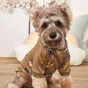 ペット服 犬 猫用 スウェット トレーナー 春夏用 カープリント ポリエステル製 お散歩 普段着 部屋着 おしゃれ かわいい コーヒーブラウン
