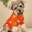 ペット用パーカー 小型犬 犬猫兼用 裏起毛 厚手 保温 あったか 秋冬 おしゃれ かわいい ポリエステル オレンジ カートゥーンプリント柄