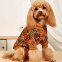 ペット服 猫犬兼用 裏起毛フリース スウェットトレーナー エスニック 花柄プリント 防寒保温 暖かい ポリエステル 秋冬 散歩用 おしゃれ 犬用 猫用