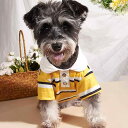 ペット服 小型犬 猫 ポロシャツ かわいい 黄色 白 ストライプ柄 ポリエステル 春秋 ドッグウェア キャットウェア お散歩 お出かけ SNS風