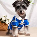 ペットウェア 犬猫兼用 ポロシャツ 青白 ストライプ 春夏 薄手 軽量 おしゃれ カジュアル 普段使い お散歩 ポリエステル 通気性 快適