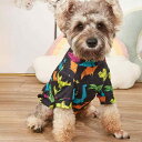 ペットウェア 小型犬 猫用 春夏 恐竜柄 プルオーバー Tシャツ スウェット 半袖 ポリエステル ブラック 普段使い お散歩 おしゃれ かわいい 通気性 軽量