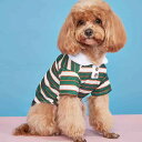 犬猫服 猫犬兼用 ポロシャツ ストライプ柄 深緑 春夏 ポリエステル カジュアル ペットウェア お散歩 普段使い
