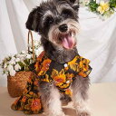 犬用ワンピース 小型犬 猫用 ひまわり柄 かわいい 夏服 ノースリーブ おしゃれ ドッグウェア ドレス ペット服 お散歩 普段使い 通気性 軽量 快適 ポリエステル
