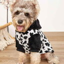 ペット服 犬猫兼用 前開き パーカー スウェット フリース もこもこ 防寒 あったか フード付き おしゃれ SNS映え モノトーン ドット柄 ダルメシアン柄 秋冬