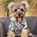 ペット服 犬猫兼用 春夏 パーカー フード付きスウェット ランダム英字ロゴプリント ポリエステル おしゃれ カジュアル ドッグウェア キャットウェア 快適な着心地